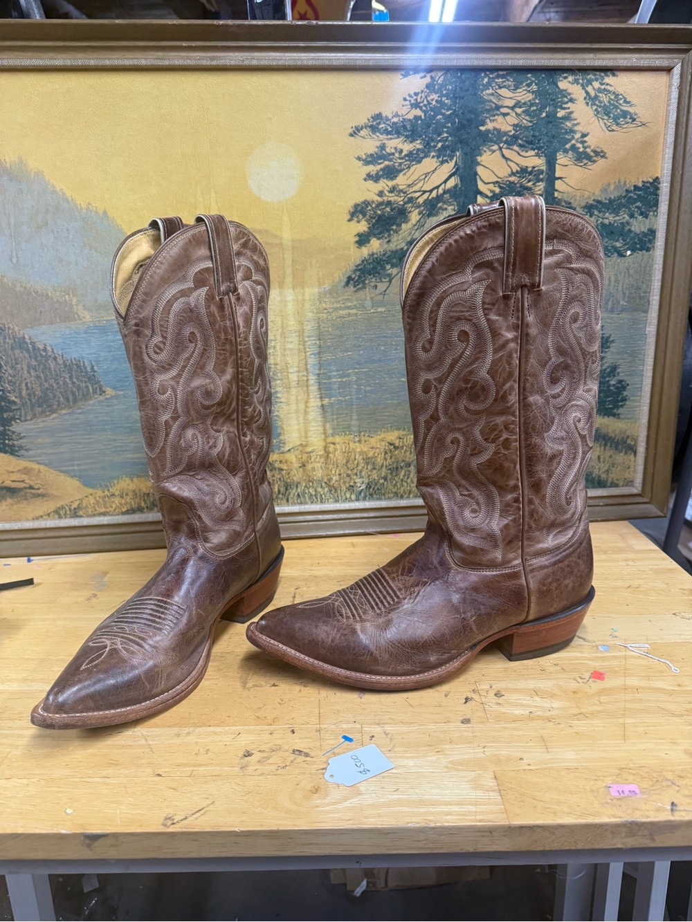 Nocona Classic Brown Leather Cowboy Boots - Men's Western Boots, size 10 D